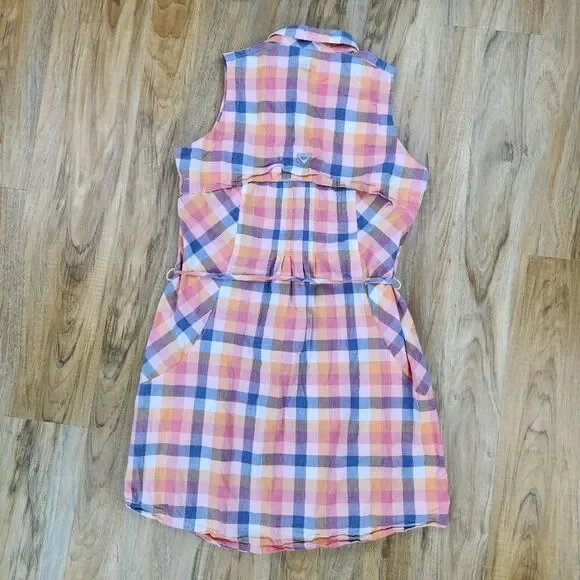 🔹️Columbia PFG Plaid Super Bonehead Button Front Sleeveless Dress Large - Picture 3 of 12